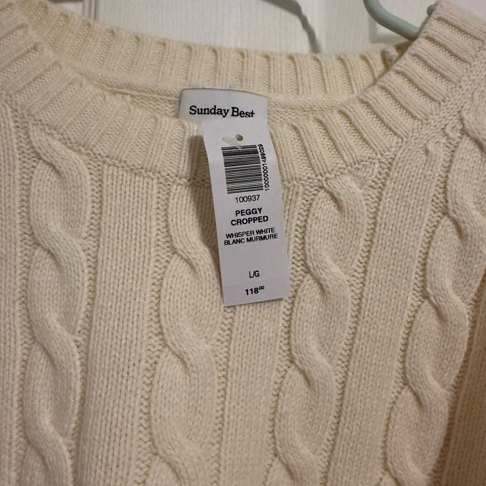Aritzia Cable Knit Cream Sweater - Picture 2 of 3